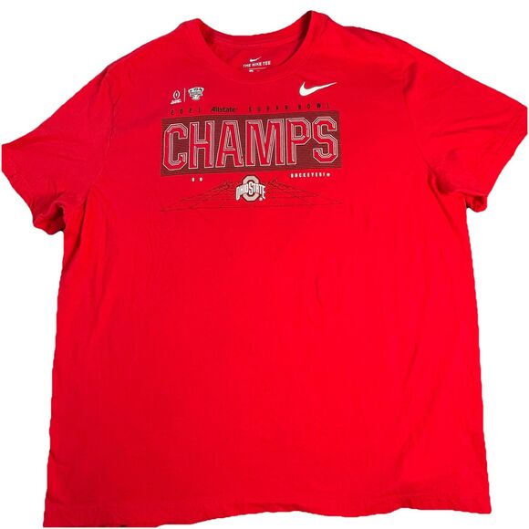 Nike Ohio State Buckeyes Shirt Mens 2XL 2021 Sugar Bowl Champs T-Shirt Red NCAA - Picture 1 of 12